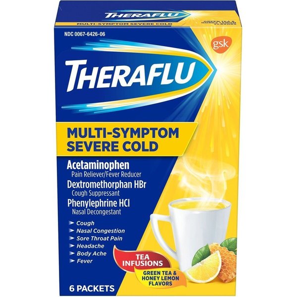 Glaxosmithkline Acetaminophen, Theraflu, Cold/Cough, 6/PK, Orange GKC91706